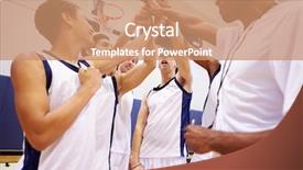  Presentation with high school testing - PPT theme consisting of male high school basketball team background and a coral colored foreground