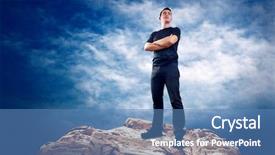  Presentation with mountain top - Colorful slides enhanced with sports motivation - man on the top backdrop and a teal colored foreground