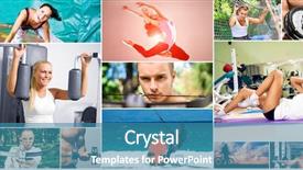  Presentation with photo collage - PPT theme featuring photo collage of people sporting background and a teal colored foreground