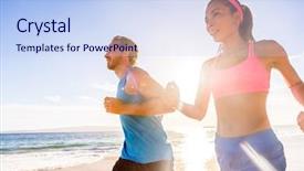  Presentation with health and weight loss - PPT layouts having sport activities - running healthy people training together background and a sky blue colored foreground