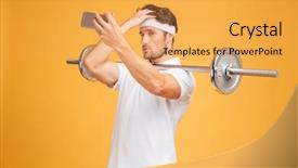  Presentation with sexy - Theme featuring muscle mass - sexy attractive young sportsman background and a yellow colored foreground