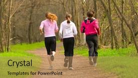  Presentation with girls running - Presentation having medicine sport - three girls running background and a coral colored foreground