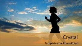  Presentation with sunset beach - Slide set enhanced with jogging sunset - woman running on the beach background and a  colored foreground