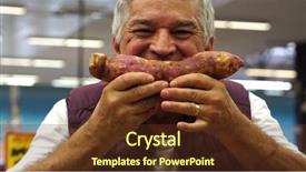  Presentation with sweet potato crop - Colorful slide deck enhanced with motivation video - senior man smiling with tropical backdrop and a  colored foreground