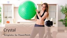  Presentation with blogger - Audience pleasing presentation theme consisting of motivation video - young beautiful girl blogger doing backdrop and a  colored foreground