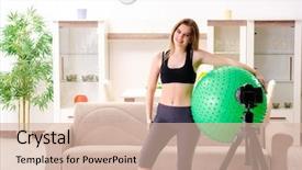  Presentation with swimming beautiful girl swims underwater - Colorful PPT layouts enhanced with motivation video - young beautiful girl blogger doing backdrop and a  colored foreground