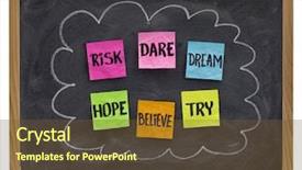  Presentation with sticky notes - PPT theme enhanced with motivational concept hope believe dare background and a tawny brown colored foreground