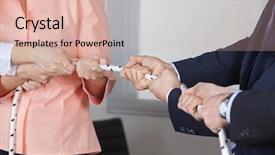  Presentation with tug of war sport - Beautiful theme featuring motivational employee - many businesspeople playing tug backdrop and a lemonade colored foreground