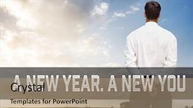  Presentation with new years - Amazing slide set having motivational new years message against composite image of businessman turning his back to camera backdrop and a coral colored foreground