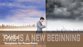  Presentation with new years - Beautiful PPT layouts featuring motivational new years message against composite image of businessman pushing away scene backdrop and a coral colored foreground