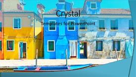  Presentation with gingerbread house decorated colorful candies - Slides consisting of motley - colorful houses by canal background and a teal colored foreground