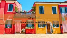  Presentation with venice - Slide deck with motley - colorful houses in burano venice background and a gold colored foreground