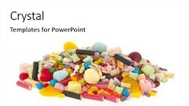  Presentation with candy - PPT layouts featuring motley - mixed colorful candy isolated background and a white colored foreground