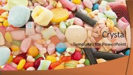  Presentation with sweet candy - Beautiful theme featuring motley - mixed colorful sweet candy backdrop and a  colored foreground