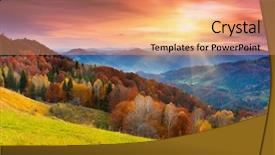 Presentation with dark forest landscape - Audience pleasing presentation consisting of motley - mountain autumn landscape with colorful backdrop and a coral colored foreground