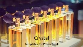  Presentation with perfume - PPT theme featuring motley - perfume bottles background and a yellow colored foreground