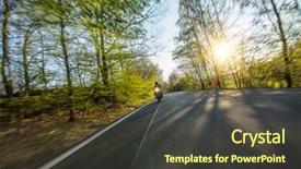  Presentation with moto - Colorful presentation theme enhanced with moto racer riding on forest backdrop and a tawny brown colored foreground