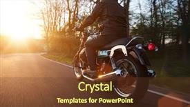  Presentation with moto - Presentation theme featuring moto racer riding on forest background and a tawny brown colored foreground