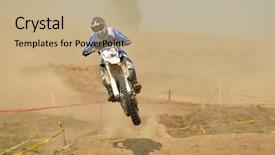  Presentation with bike speed - Presentation having motocross bike in a race background and a coral colored foreground