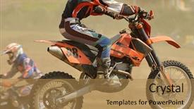  Presentation with motocross - Theme with motocross bike in a race background and a coral colored foreground
