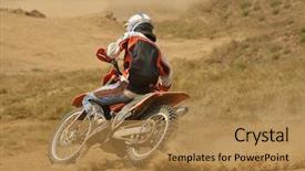  Presentation with motocross - Colorful slide deck enhanced with motocross bike in a race backdrop and a gold colored foreground