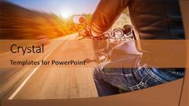  Presentation with driving road - Cool new slide set with motocycle - biker driving a motorcycle rides backdrop and a gold colored foreground