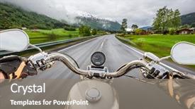  Presentation with rides - PPT layouts with motocycle - biker girl rides a motorcycle background and a gray colored foreground