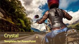  Presentation with rides - Amazing theme having motocycle - biker girl rides a motorcycle backdrop and a tawny brown colored foreground