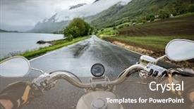  Presentation with view of cusco peru - Theme having motocycle - biker rides a motorcycle background and a gray colored foreground