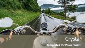  Presentation with rides - Colorful presentation theme enhanced with motocycle - biker rides a motorcycle backdrop and a gray colored foreground