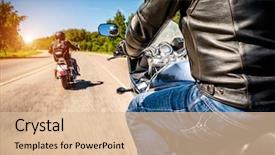  Presentation with bikers - Audience pleasing presentation theme consisting of motocycle - bikers driving a motorcycle rides backdrop and a lemonade colored foreground