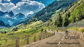  Presentation with touring - Amazing slide set having motocycle - group of bikers touring european backdrop and a coral colored foreground