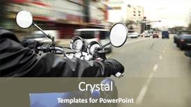  Presentation with moto - Audience pleasing PPT theme consisting of motocycle - man driving on moto backdrop and a gray colored foreground