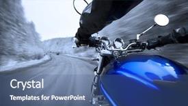  Presentation with moto - Amazing presentation theme having motocycle - man driving on moto backdrop and a ocean colored foreground