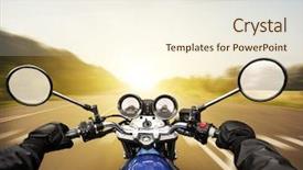  Presentation with moto - Audience pleasing presentation theme consisting of motocycle - man driving on moto backdrop and a cream colored foreground