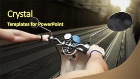  Presentation with old man - Cool new PPT theme with motocycle - man driving on scooter backdrop and a wine colored foreground