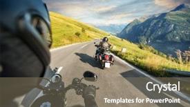  Presentation with outdoor activities - Cool new theme with motocycle - pov of motorbiker holding steering backdrop and a coral colored foreground