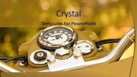  Presentation with vintage motorcycle - Presentation theme featuring motocycle - vintage khaki motorcycle dashboard close-up background and a gold colored foreground