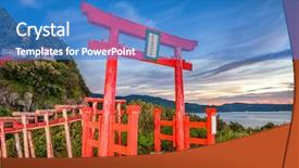  Presentation with arakura sengen shrine - Cool new PPT theme with motonosumi inari shrine in yamaguchi backdrop and a teal colored foreground