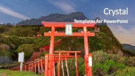  Presentation with holy shrine - Slide deck enhanced with motonosumi inari shrine in yamaguchi background and a ocean colored foreground