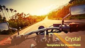  Presentation with asphalt road - Slide set featuring motocycle - driver riding motorcycle background and a tawny brown colored foreground
