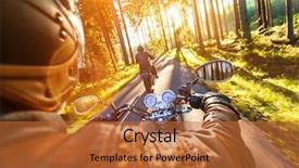  Presentation with motorsports - Cool new slide set with motorsports - man seat on the motorcycle backdrop and a red colored foreground