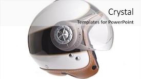  Presentation with motorcycle - Cool new slides with modern motorcycle helmet isolated backdrop and a white colored foreground
