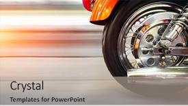  Presentation with asphalt - Slides having engine parts - part of a luxury motorcycle background and a soft green colored foreground