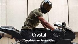  Presentation with motorbike - PPT layouts with motor bikes - portrait of an african man background and a tawny brown colored foreground