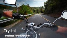  Presentation with driving road - Cool new slide set with bamboo mat on dark wooden table top view backdrop and a gray colored foreground