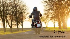  Presentation with driving - PPT theme with nature banane - young man driving chopper background and a gold colored foreground