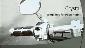  Presentation with man riding big bike motor - Presentation theme enhanced with motor bike detail close-up background and a light gray colored foreground