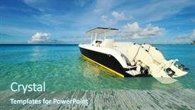  Presentation with boracay - Presentation theme featuring motor boat at boracay background and a ocean colored foreground