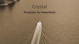  Presentation with motor - PPT theme featuring motor-boat-in-the-fjord background and a coral colored foreground